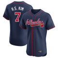Atlanta Braves #7 Ha-Seong Kim Player Navy Jereymy Limited Elite Home Game Stitched Jerseys