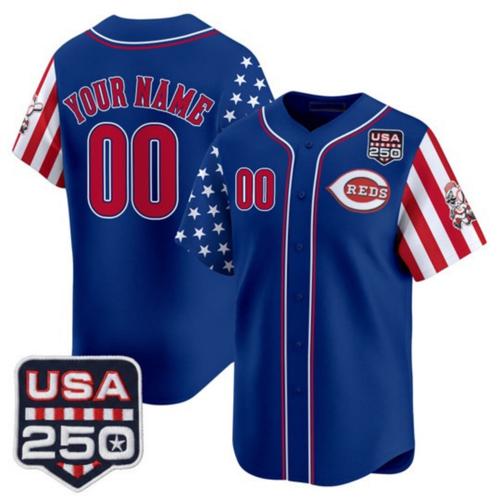 Custom Cincinnati Reds America 250 Edition Vapor Premier Limited Royal Jereymy Stitched Jerseys