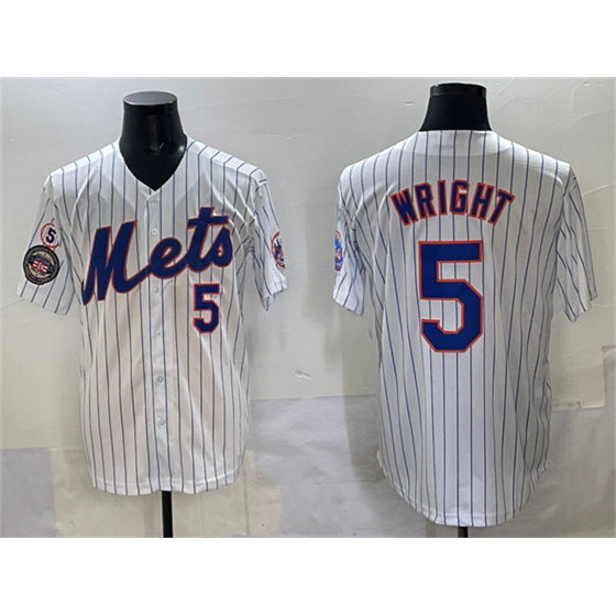 New York Mets #5 David Wright White Jereymy With Patch Stitched Jersey