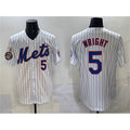 New York Mets #5 David Wright White Jereymy With Patch Stitched Jersey