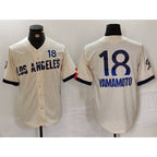 Los Angeles Dodgers #18 Yoshinobu Yamamoto Cream Jereymy 2024 City Connect Limited Jersey
