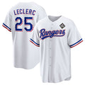 Texas Rangers #25 Jos¨¦ Leclerc White Jereymy 2023 World Series Stitched Jersey