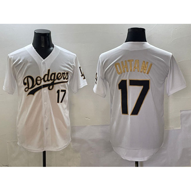 Los Angeles Dodgers #17 Shohei Ohtani White Gold Jereymy Limited Stitched Jersey