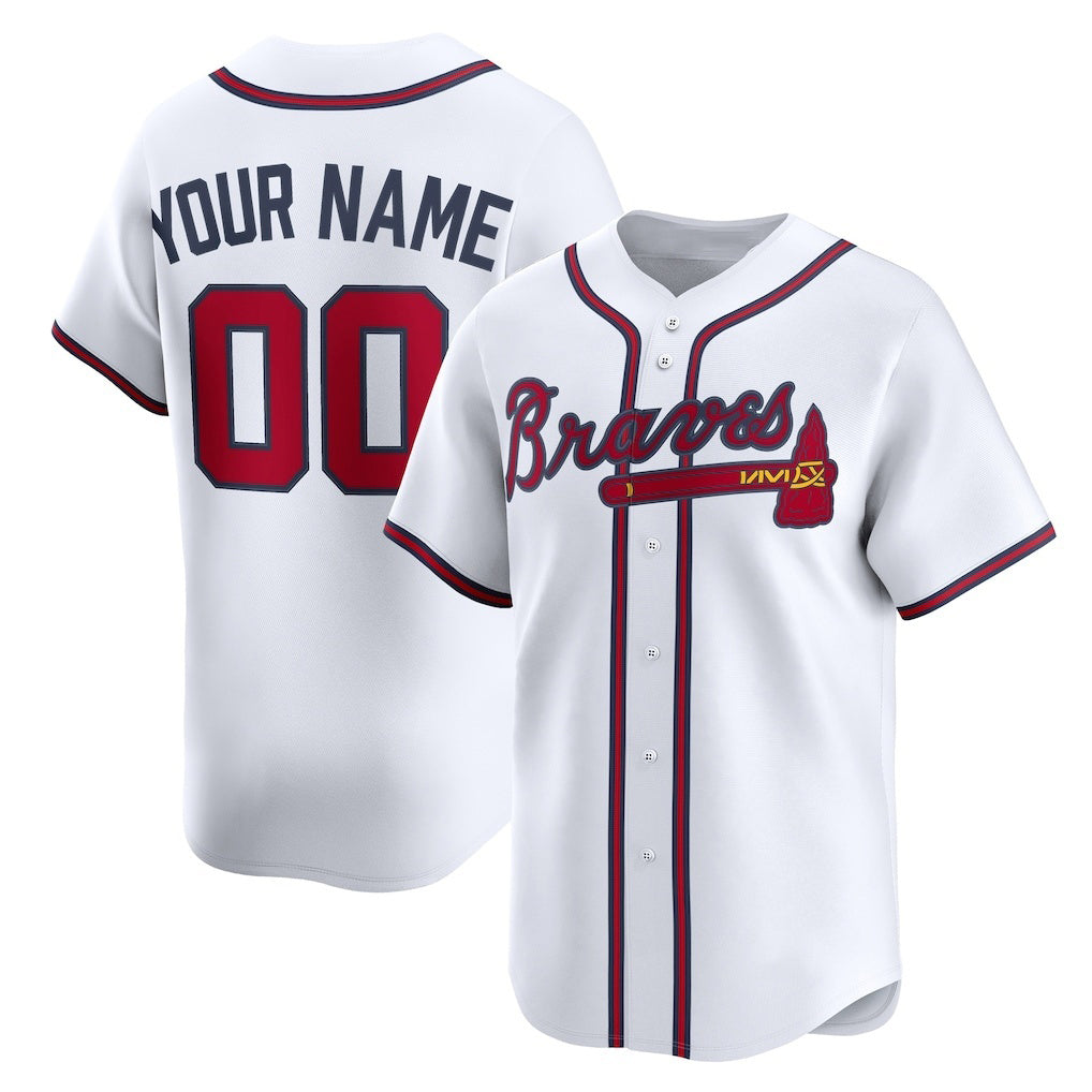 Custom Atlanta Braves White Jereymy Home Limited Jersey
