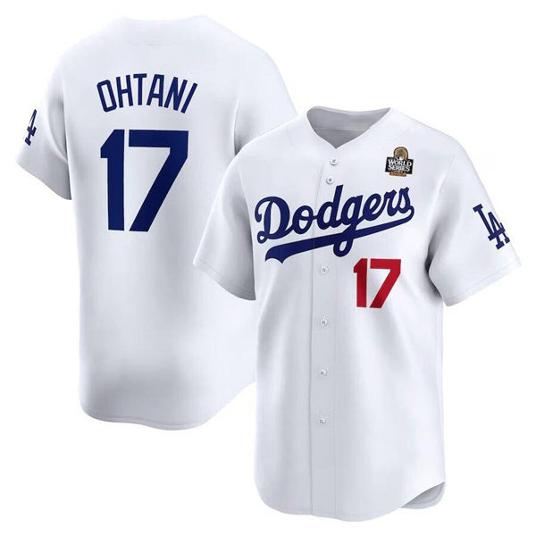 Los Angeles Dodgers #17 Shohei Ohtani White Jereymy 2024 World Series Home Limited Cool Base Stitched Jersey