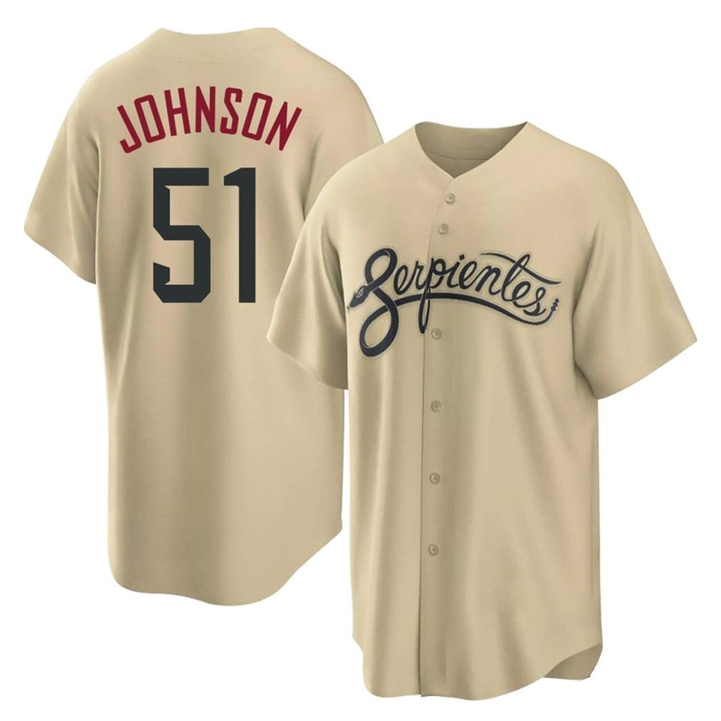 Arizona Diamondbacks #51 Randy Johnson Player Tan Jereymy City Connect Home Game Stitched Jerseys
