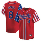 Baltimore Orioles #8 Cal Ripken Player Red Jereymy Independence Day Vapor Premier Limited Home Game Stitched Jerseys