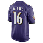 B.Ravens #16 Tylan Wallace Purple Jereymy Game Jersey