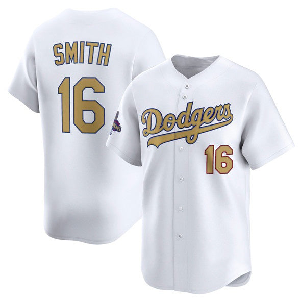 Los Angeles Dodgers #16 Will Smith White Jereymy 2025 Gold Collection Limited Stitched Jersey