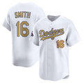 Los Angeles Dodgers #16 Will Smith White Jereymy 2025 Gold Collection Limited Stitched Jersey