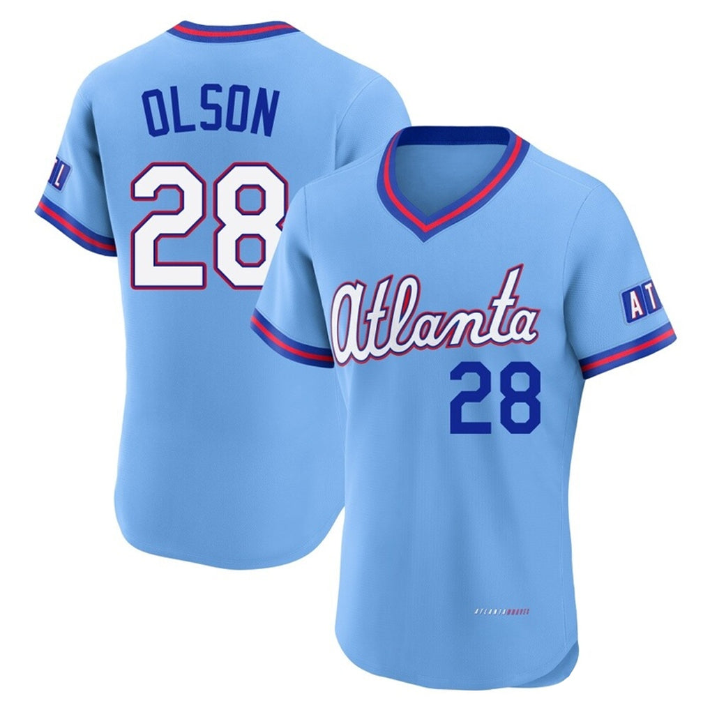 Atlanta Braves #28 Matt Olson Player Powder Blue Jereymy 2026 City Connect T-shirt Limited Elite Home Game Stitched Jerseys