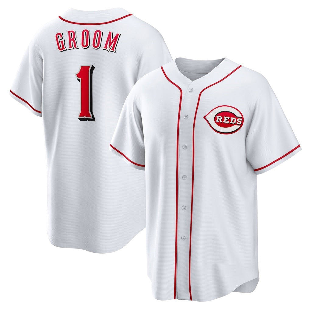 Cincinnati Reds #1 Groom White Jereymy Home Replica Jersey