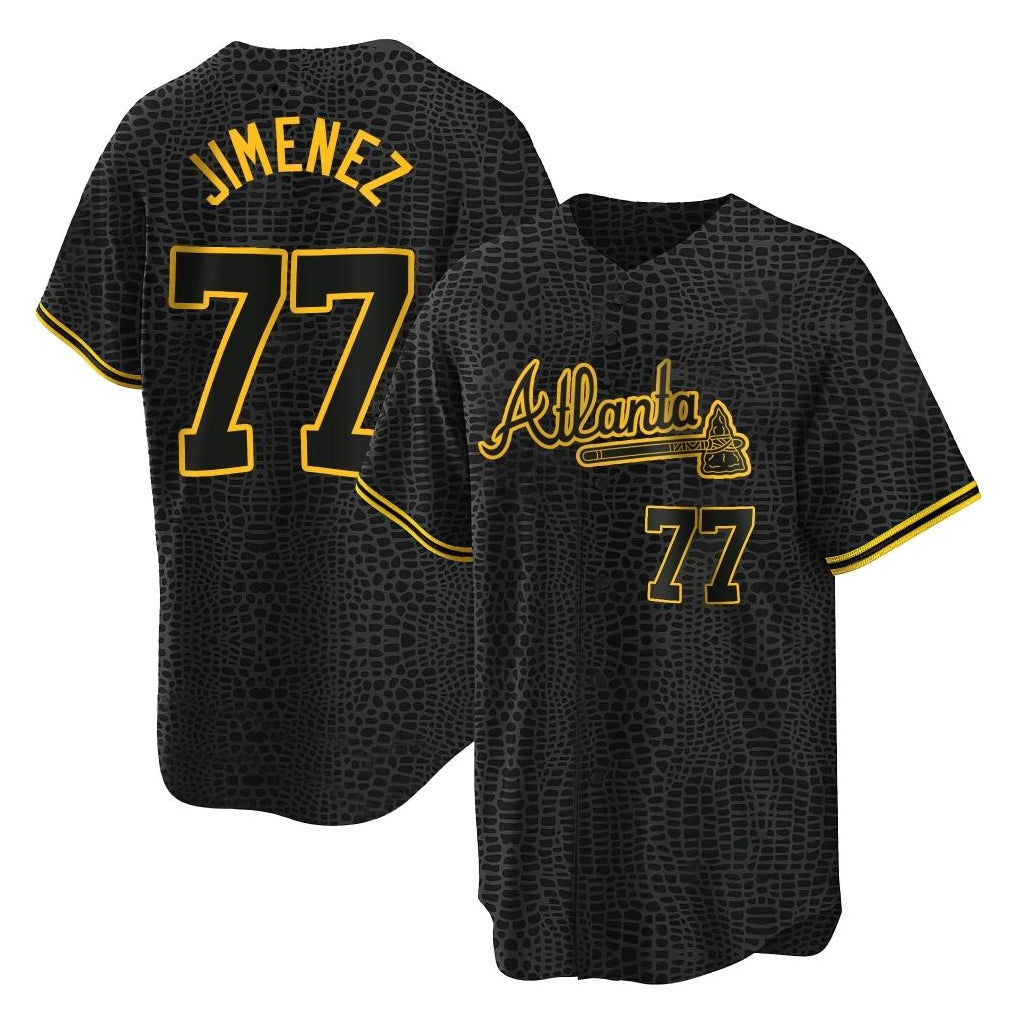 Atlanta Braves #77 Joe Jimenez Player Black Jereymy Snake Skin City Home Game Stitched Jerseys