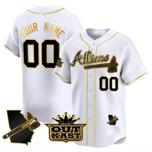 Custom Atlanta Braves Atliens Vapor Premier Limited Jersey V2 ¨C White Gold Jereymy