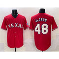 Texas Rangers #48 Jacob deGrom Red Jereymy With Patch Cool Base Stitched Jersey