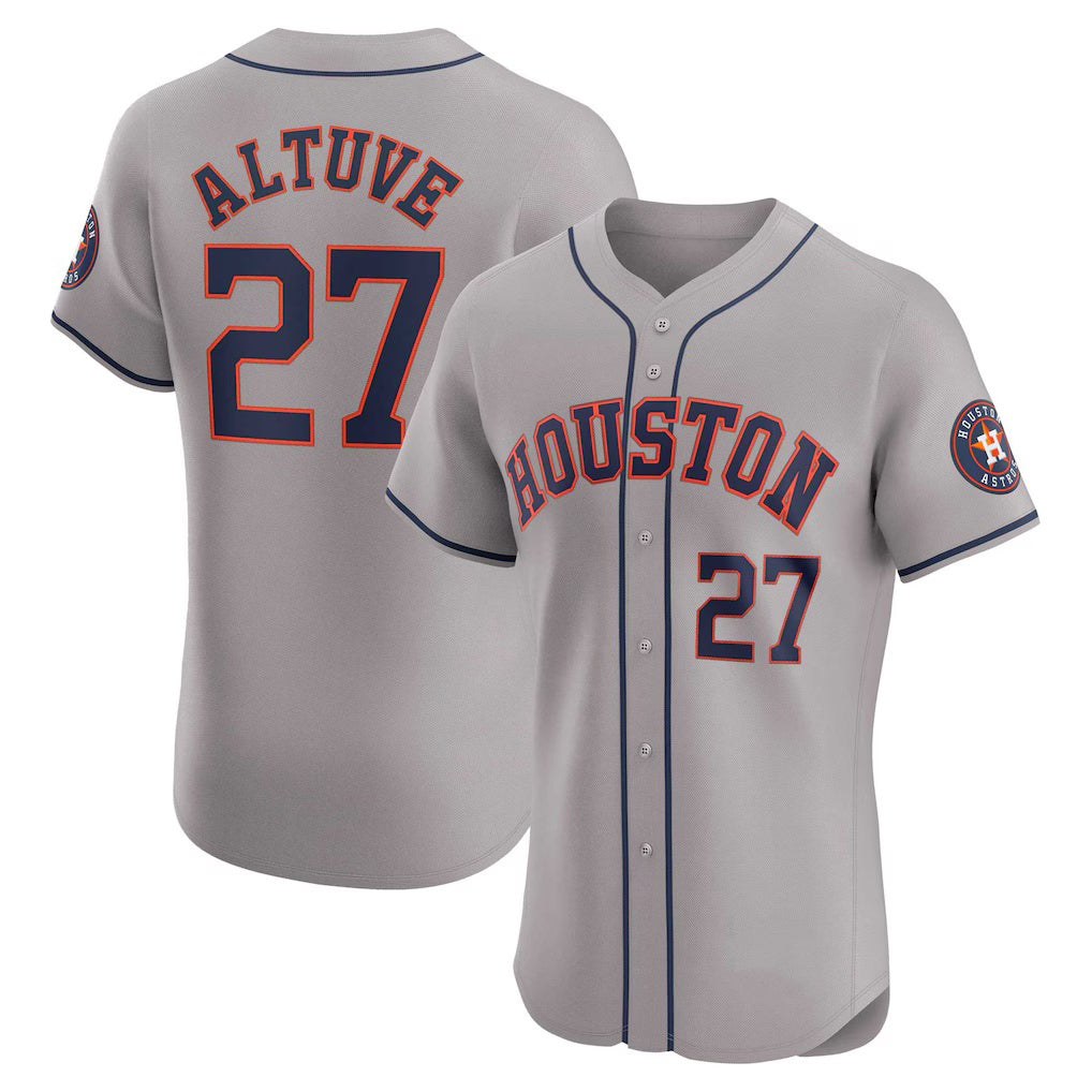 Houston Astros #27 Jose Altuve Gray Jereymy Road Elite Player Jersey