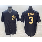 New York Yankees #3 Babe Ruth Black Gold Jereymy Cool Base Stitched Jersey