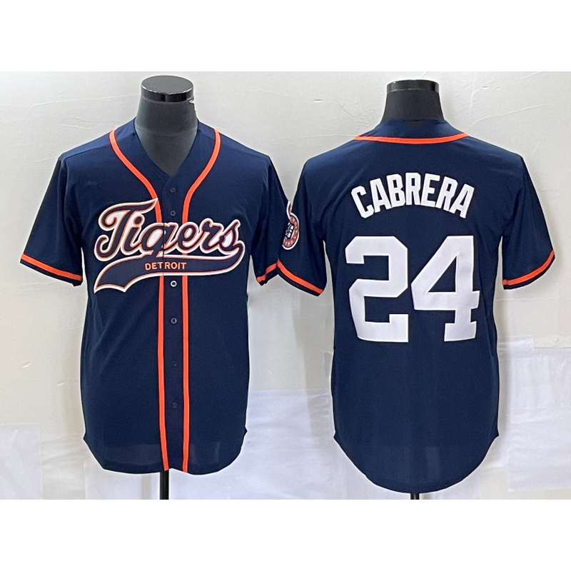 Detroit Tigers #24 Miguel Cabrera Navy Jereymy Cool Base Stitched Jersey