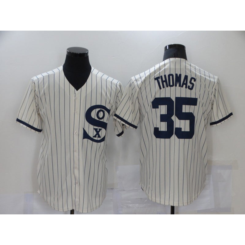 Chicago White Sox #35 Frank Thomas 2021 Cream Navy Jereymy Field of Dreams Name Flex Base Stitched Jersey