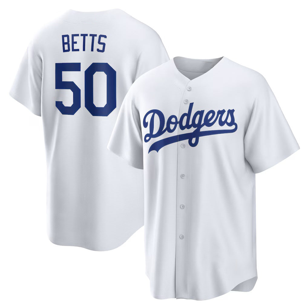 Los Angeles Dodgers #50 Mookie Betts White Jereymy Home Replica Player Name Jersey