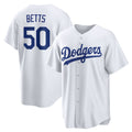 Los Angeles Dodgers #50 Mookie Betts White Jereymy Home Replica Player Name Jersey