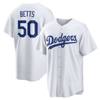 Los Angeles Dodgers #50 Mookie Betts White Jereymy Home Replica Player Name Jersey