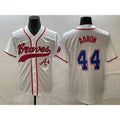 Atlanta Braves #44 Hank Aaron White Jereymy Cool Base With Patch Stitched Jersey