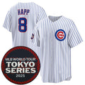Chicago Cubs #8 Ian Happ White Jereymy 2025 World Tour Tokyo Series Home Stitched Jersey