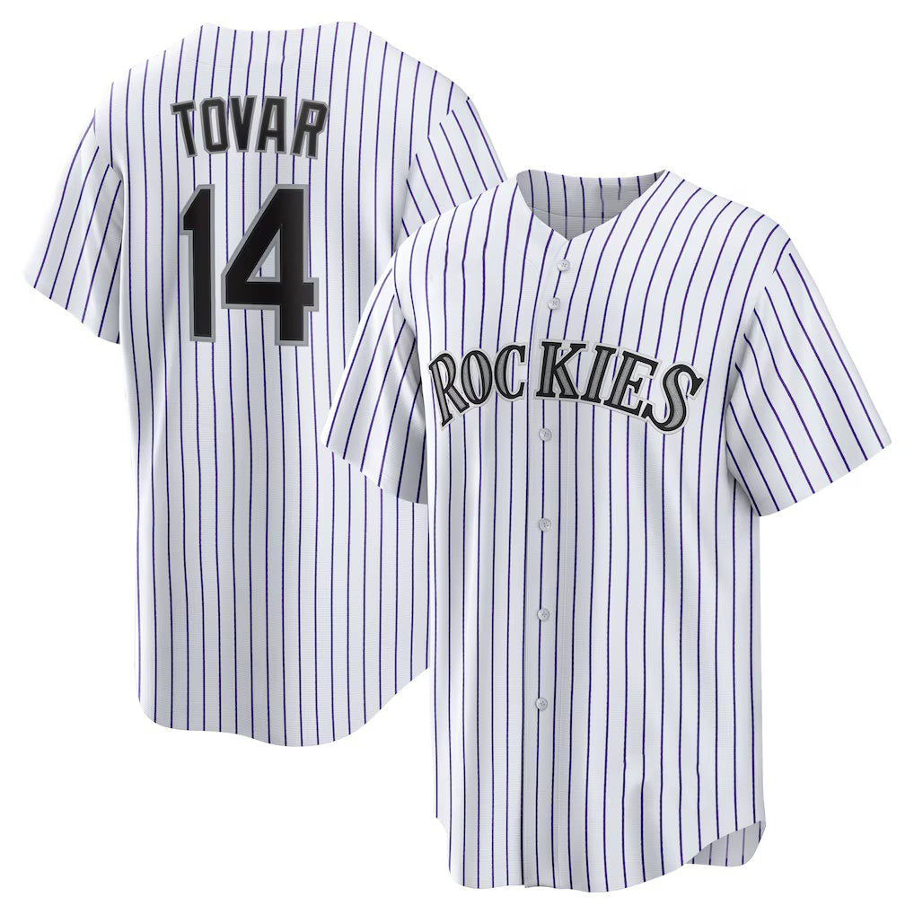 Colorado Rockies #14 Ezequiel Tovar White Jereymy Home Replica Jersey