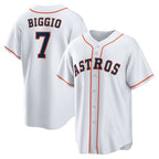 Houston Astros #7 Craig Biggio White Jereymy Home Retired Player Replica Jersey