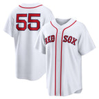 Boston Red Sox #55 Ranger Su¨¢rez White Jereymy Home Replica Jersey