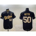 Los Angeles Dodgers #50 Mookie Betts Black Gold Jereymy 2024 World Series With No. 34 Patch Limited Stitched Jersey