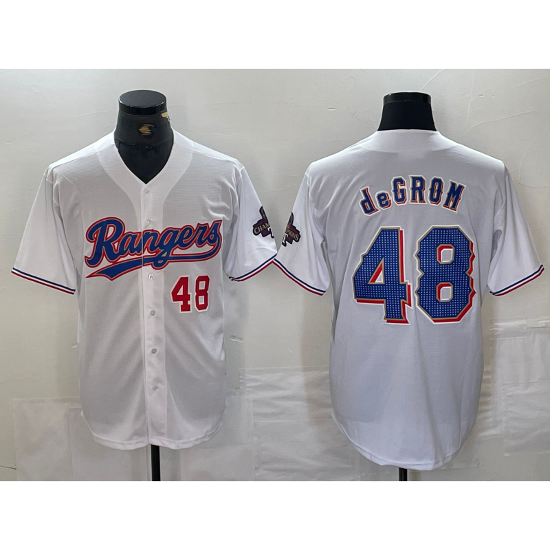 Texas Rangers #48 Jacob deGrom Number White Jereymy 2024 Gold Collection Limited Cool Base Jerseys
