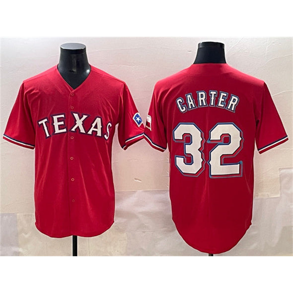 Texas Rangers #32 Evan Carter Red Jereymy Cool Base Stitched Jersey