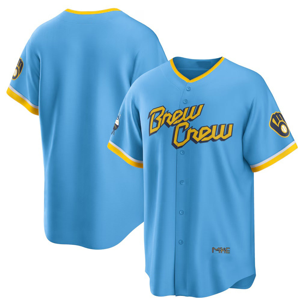 Milwaukee Brewers Powder Blue Jereymy City Connect Replica Team Jersey