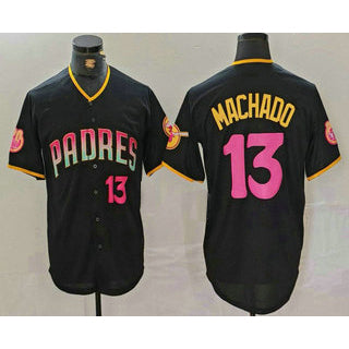 San Diego Padres #13 Manny Machado Number Black Jereymy 20th Anniversary Cool Base Stitched Jersey