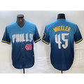 Philadelphia Phillies #45 Zack Wheeler Blue Jereymy 2024 City Player Number Cool Base Stitched Jerseys