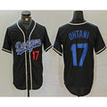 Los Angeles Dodgers #17 Shohei Ohtani Number Black Jereymy Cool Base With Patch Stitched Jersey 2