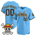Custom Milwaukee Brewers x One Piece Light Blue Jereymy Vapor Premier Limited Jersey - Stitched