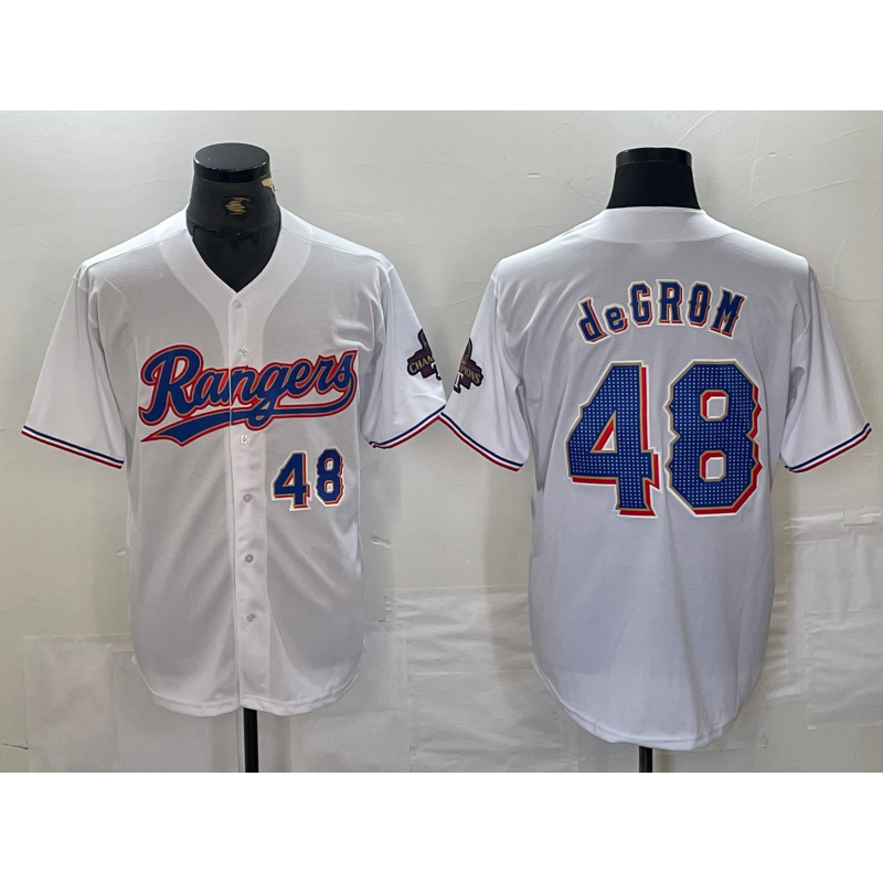 Texas Rangers #48 Jacob deGrom Number White Jereymy 2024 Gold Collection Limited Cool Base Jersey 2