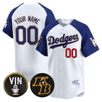 Custom Los Angeles Dodgers Vin Patch & Kobe Bryant Signature Vapor Premier Limited Jersey ¨C White 2 Jereymy