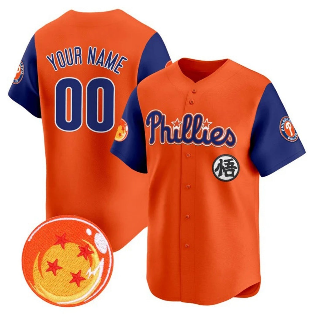 Custom Philadelphia Phillies x Dragon Ball Royal Orange Jereymy Vapor Premier Limited Jersey - All Stitched