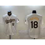 Los Angeles Dodgers #18 Yoshinobu Yamamoto White Gold Jereymy Home Limited Stitched Jersey 2
