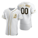 Custom Detroit Tigers White Jereymy Stitched Flex Base Golden Edition Jersey
