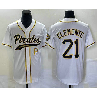Pittsburgh Pirates #21 Roberto Clemente Number White Jereymy Cool Base Stitched Jersey 2