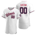 Custom Washington Nationals White Jereymy Stitched Flex Base Jersey
