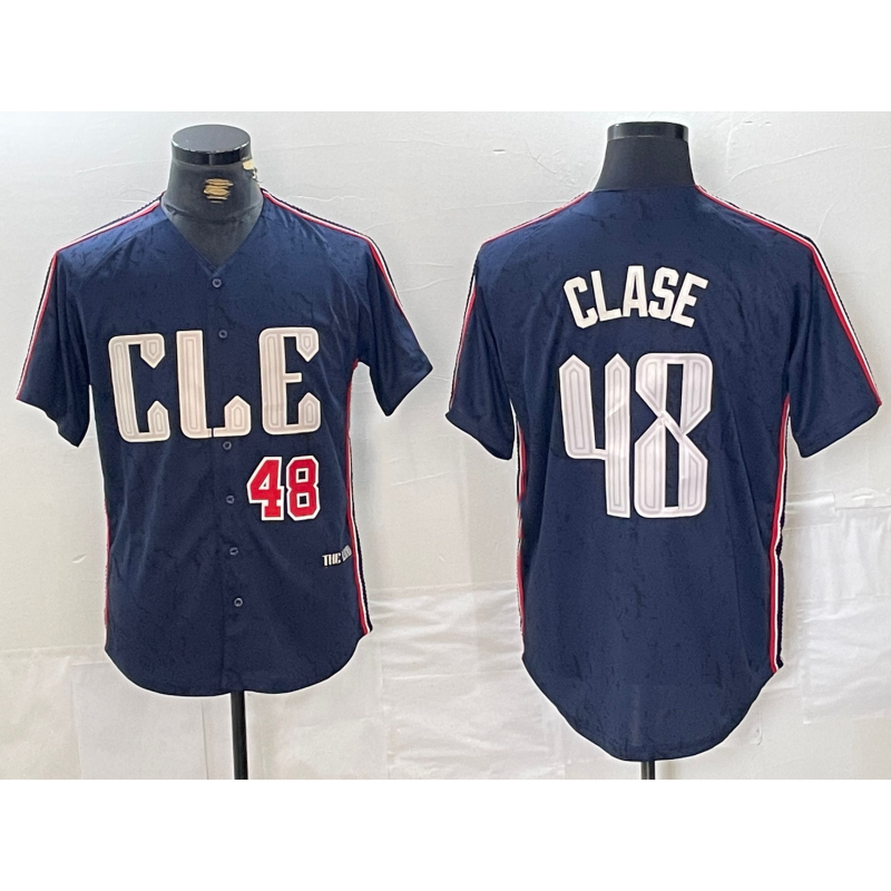 Cleveland Guardians #48 Emmanuel Clase Number Navy Jereymy 2024 City Connect Limited Stitched Jersey
