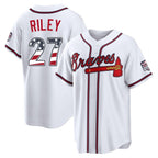Atlanta Braves #27 Austin Riley Player White Jereymy USA 250 Fourth Of July Limited Home Game Stitched Jerseys
