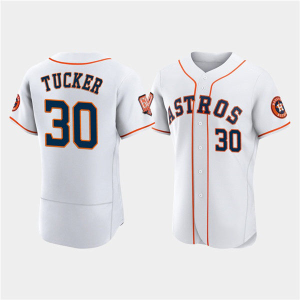 Houston Astros #30 Kyle Tucker White Jereymy 60th Anniversary Flex Base Stitched Jersey