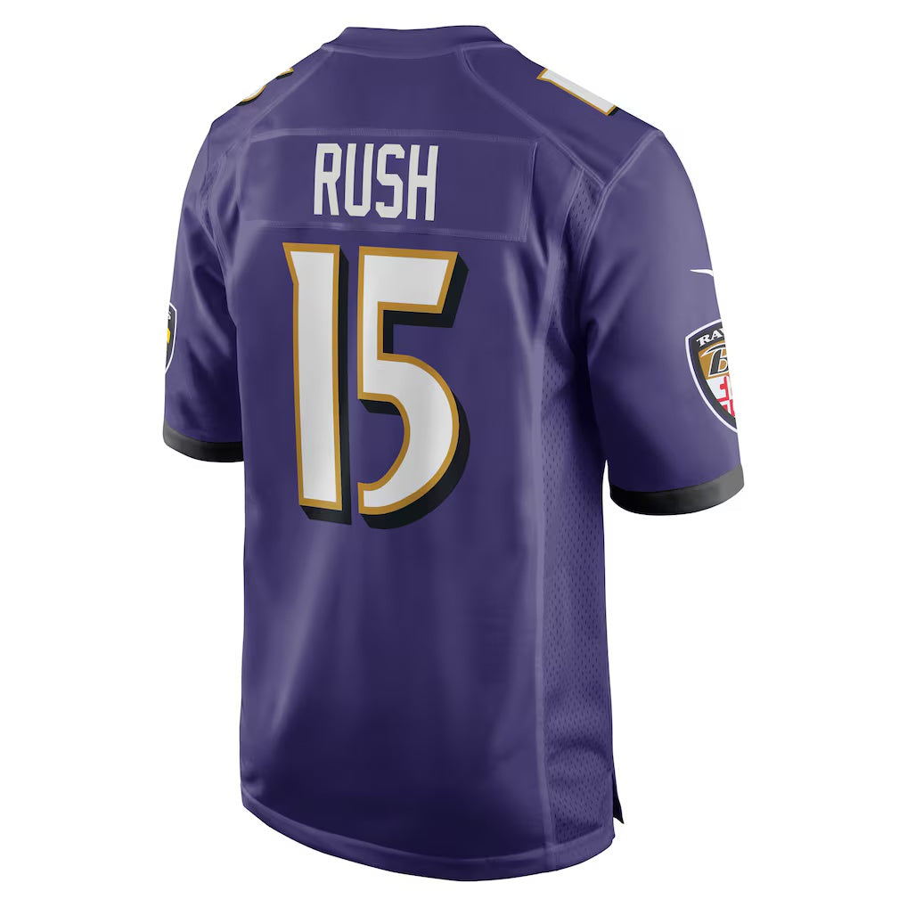 B.Ravens #15 Cooper Rush Purple Jereymy Team Game Jersey